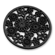Flower pendant 50mm Black wood x1|raw }}