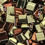 5x5x1.9mm Miyuki Tila Beads TL-55041 - Black California Gold Rush x10g