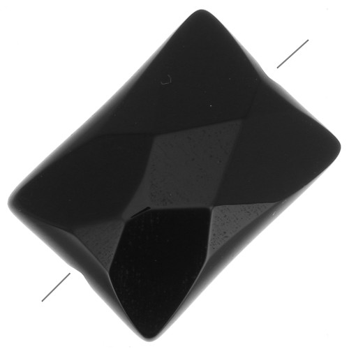 Bead Black Agate Rectangle with facets 14x10mm x1
