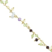 925 Sterling Silver 6.5mm Fancy chain with gemstones - Fine Gold Plated x20cm|raw }}