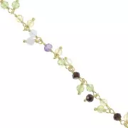 925 Sterling Silver 6.5mm Fancy chain with gemstones - Fine Gold Plated x20cm