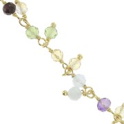 925 Sterling Silver 6.5mm Fancy chain with gemstones - Fine Gold Plated x20cm