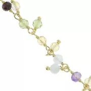 925 Sterling Silver 6.5mm Fancy chain with gemstones - Fine Gold Plated x20cm