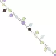 925 Sterling Silver 6.5mm Fancy chain with round gemstones x20cm