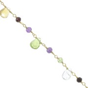7.5mm 925 Sterling Silver Fancy chain with gemstones - Fine Gold Plated x20cm
