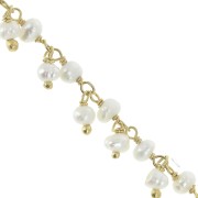 6.5mm 925 Sterling Silver Chain with freshwater pearls  - Fine Gold Plated x20cm