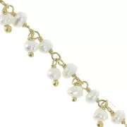 6.5mm 925 Sterling Silver Chain with freshwater pearls  - Fine Gold Plated x20cm