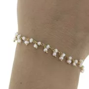 6.5mm 925 Sterling Silver Chain with freshwater pearls  - Fine Gold Plated x20cm