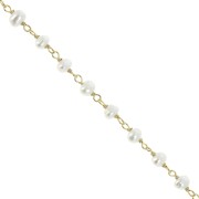 4mm 925 Sterling Silver chain with freshwater pearls - Fine Gold Plated x20cm|raw }}