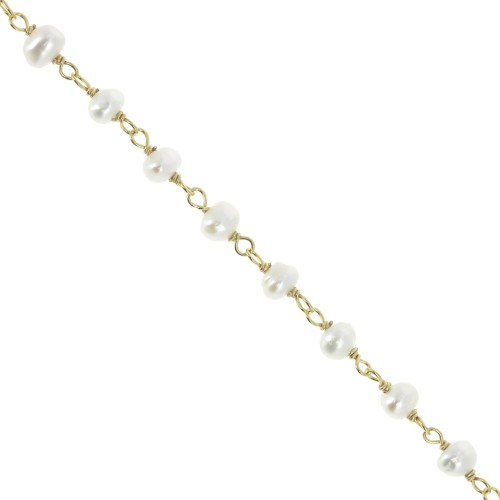 4mm 925 Sterling Silver chain with freshwater pearls - Fine Gold Plated x20cm