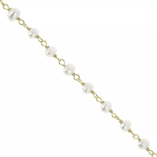 4mm 925 Sterling Silver chain with freshwater pearls - Fine Gold Plated x20cm