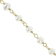 4mm 925 Sterling Silver chain with freshwater pearls - Fine Gold Plated x20cm