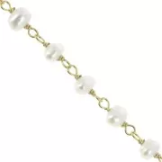 4mm 925 Sterling Silver chain with freshwater pearls - Fine Gold Plated x20cm