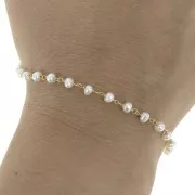 4mm 925 Sterling Silver chain with freshwater pearls - Fine Gold Plated x20cm