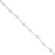 4mm 925 Sterling Silver Fancy chain with irregular freshwater pearls x20cm|raw }}