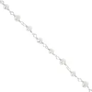 4mm 925 Sterling Silver Fancy chain with irregular freshwater pearls x20cm