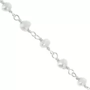 4mm 925 Sterling Silver Fancy chain with irregular freshwater pearls x20cm
