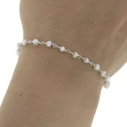 4mm 925 Sterling Silver Fancy chain with irregular freshwater pearls x20cm