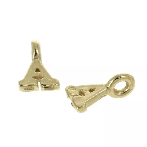 8mm Alphabet letter charm with closed ring - A - Gold plated 3 micron x1