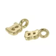 8mm Alphabet letter charm with closed ring - B - Gold plated 3 micron x1