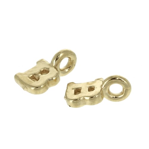 8mm Alphabet letter charm with closed ring - B - Gold plated 3 micron x1