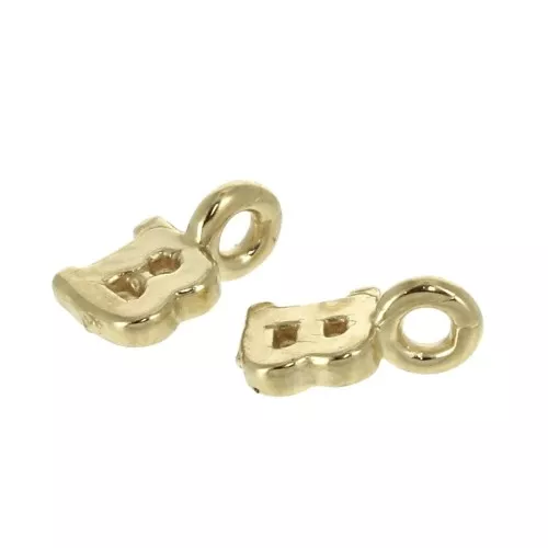 8mm Alphabet letter charm with closed ring - B - Gold plated 3 micron x1