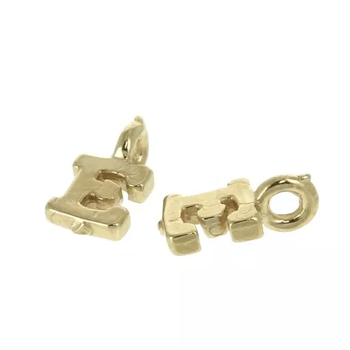 8mm Alphabet letter charm with closed ring - E - Gold plated 3 micron x1