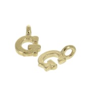 8mm Alphabet letter charm with closed ring - G - Gold plated 3 micron x1|raw }}