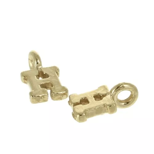 8mm Alphabet letter charm with closed ring - H - Gold plated 3 micron x1