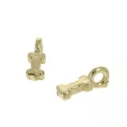 8mm Alphabet letter charm with closed ring - I - Gold plated 3 micron x1