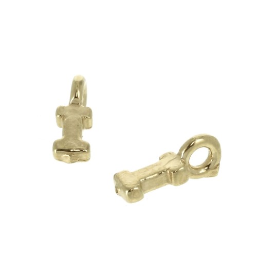8mm Alphabet letter charm with closed ring - I - Gold plated 3 micron x1