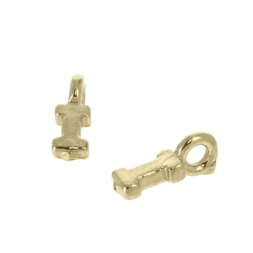 8mm Alphabet letter charm with closed ring - I - Gold plated 3 micron x1