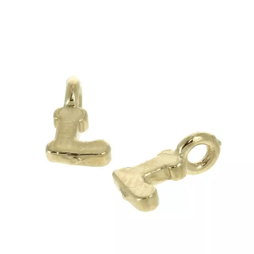 8mm Alphabet letter charm with closed ring - L - Gold plated 3 micron x1