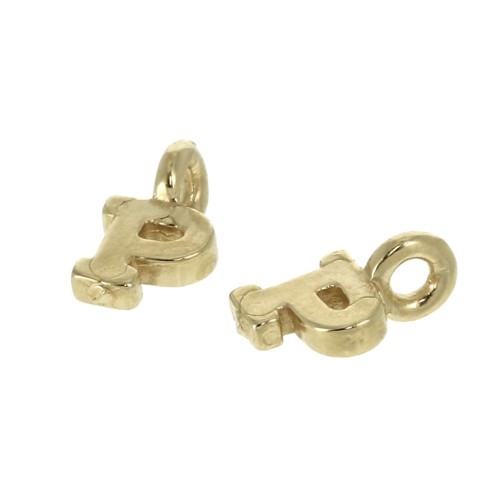 8mm Alphabet letter charm with closed ring - P - Gold plated 3 micron x1