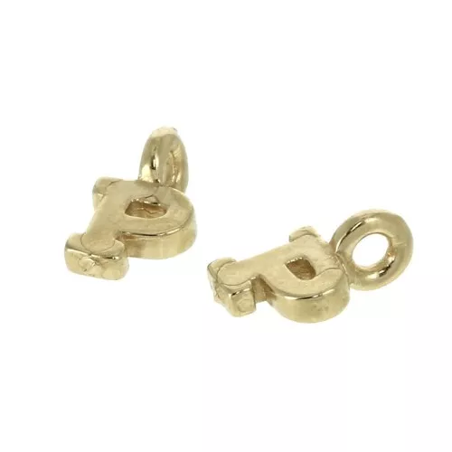 8mm Alphabet letter charm with closed ring - P - Gold plated 3 micron x1