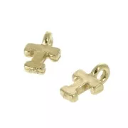 8mm Alphabet letter charm with closed ring - T - Gold plated 3 micron x1