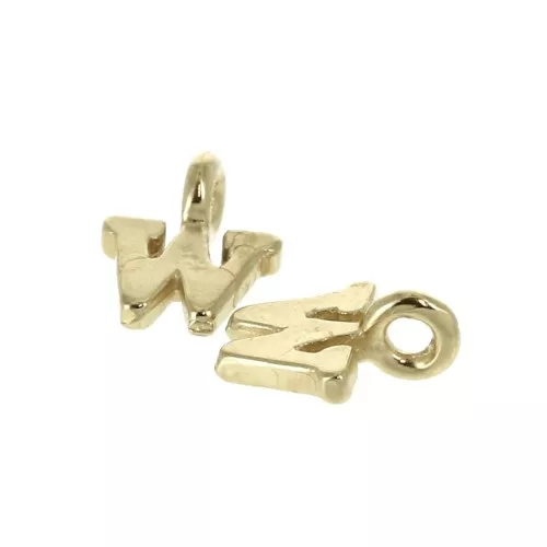 8mm Alphabet letter charm with closed ring - W - Gold plated 3 micron x1