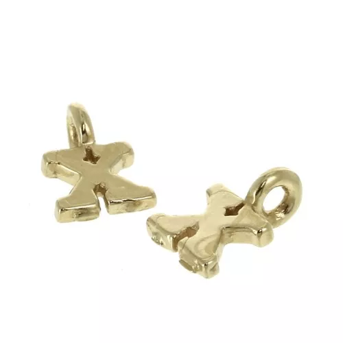 8mm Alphabet letter charm with closed ring - X - Gold plated 3 micron x1