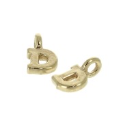 8mm Alphabet letter charm with closed ring - D - Gold plated 3 micron x1