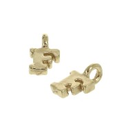 8mm Alphabet letter charm with closed ring - F - Gold plated 3 micron x1|raw }}