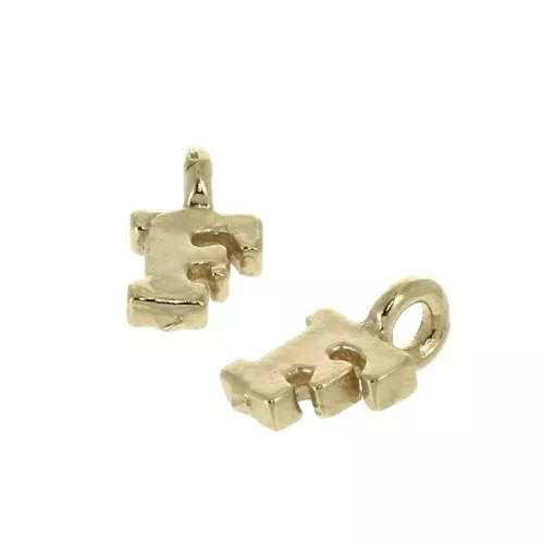 8mm Alphabet letter charm with closed ring - F - Gold plated 3 micron x1