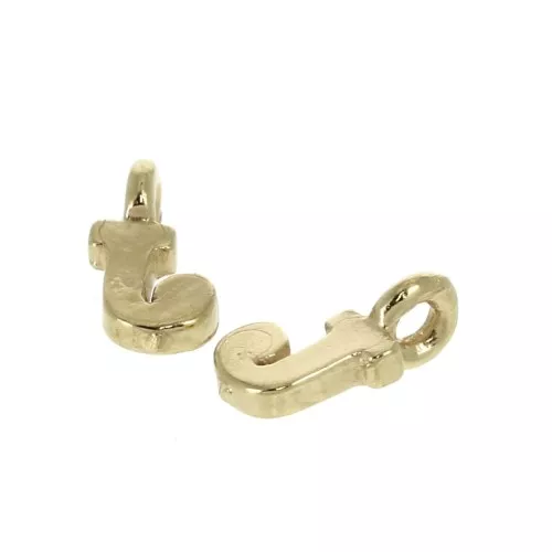 8mm Alphabet letter charm with closed ring - J - Gold plated 3 micron x1