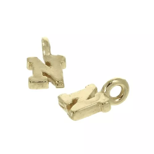 8mm Alphabet letter charm with closed ring - N - Gold plated 3 micron x1