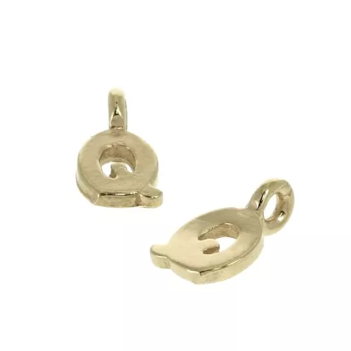 8mm Alphabet letter charm with closed ring - Q - Gold plated 3 micron x1
