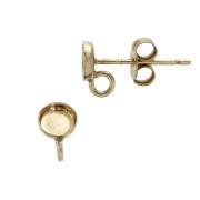 Round earstuds for a 4 mm cabochon - closed ring - Gold Filled x2|raw }}