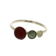 Thin ring with 3 setting for 6mm - 4mm and 3mm cabochons - Gold filled Size 52 x1