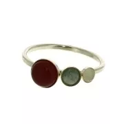 Thin ring with 3 setting for 6mm - 4mm and 3mm cabochons - Gold filled Size 52 x1