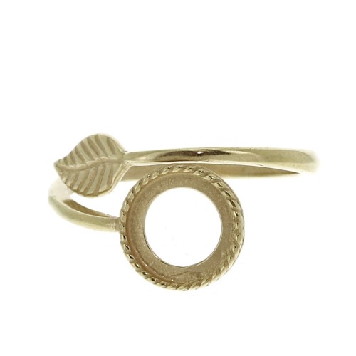 Adjustable ring setting for 8mm flat back cabochon - Gold Plated 3 micron x1