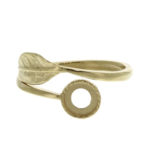 Adjustable ring setting for 6mm flat back cabochon - Gold Plated 3 micron x1