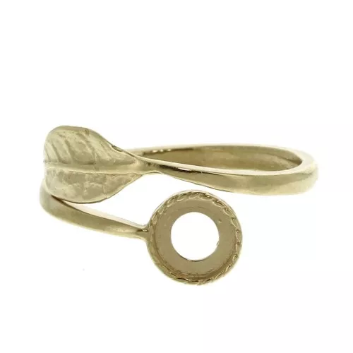 Adjustable ring setting for 6mm flat back cabochon - Gold Plated 3 micron x1